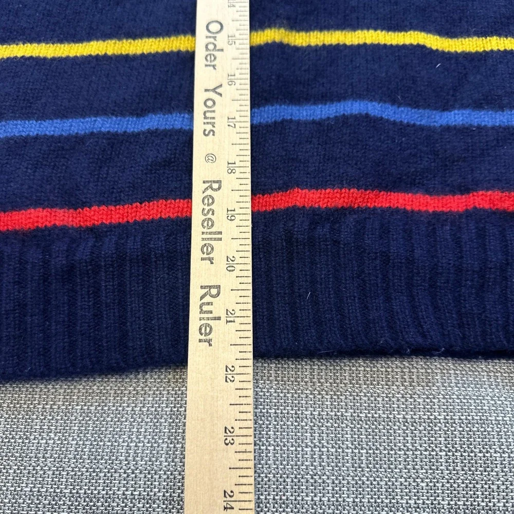 Vintage Polo Ralph Lauren Sweater Mens L / XL Blue Striped 100% Lambs Wool Crew*